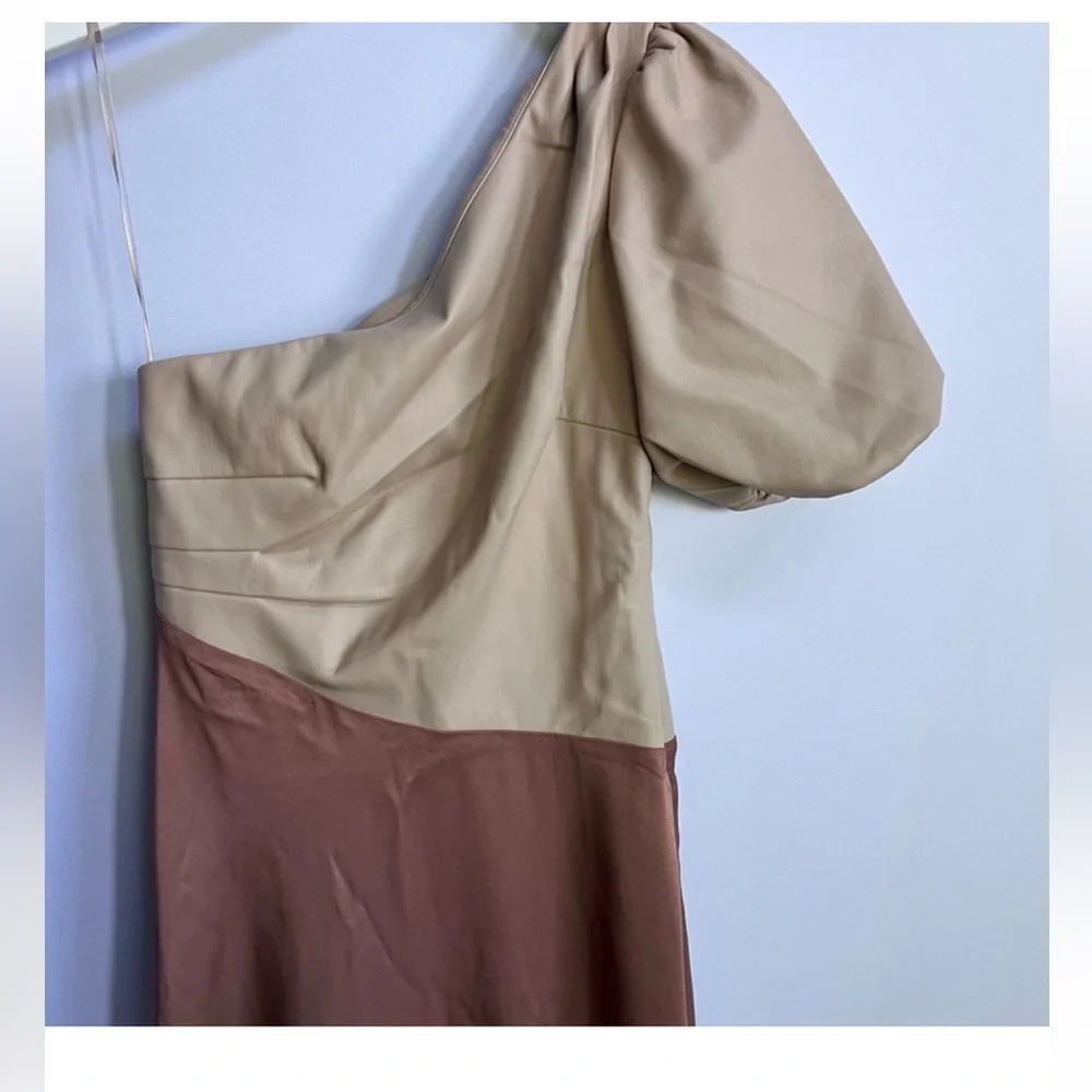 NWT Anthropologie Faux Leather One-Shoulder Asymmetrical Midi Dress size 2 - Picture 16 of 16